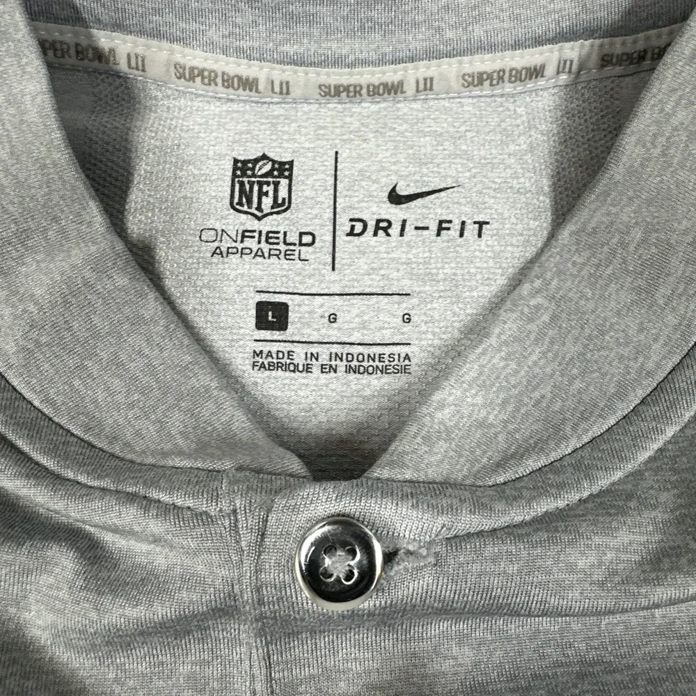 Nike NFL On Field Apparel Men's Super Bowl 52 Patriots‎ Henly Size Large Gray